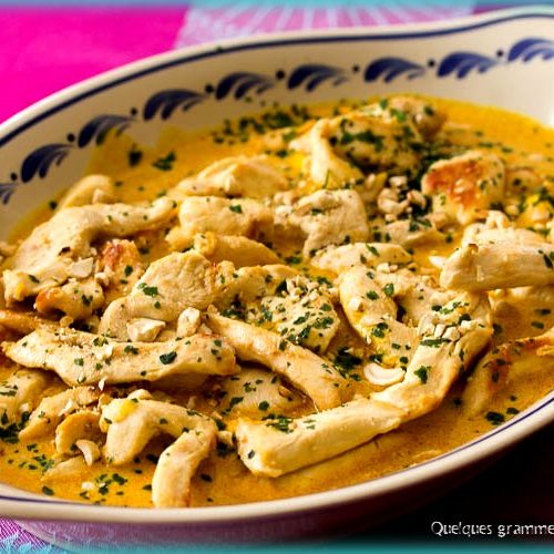 TAJ MAHL : Poulet au curry / crème fraîche / pâtes tagliatelles